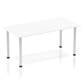 Impulse 1400mm Straight Table White Top Silver Post Leg BF00173 DD